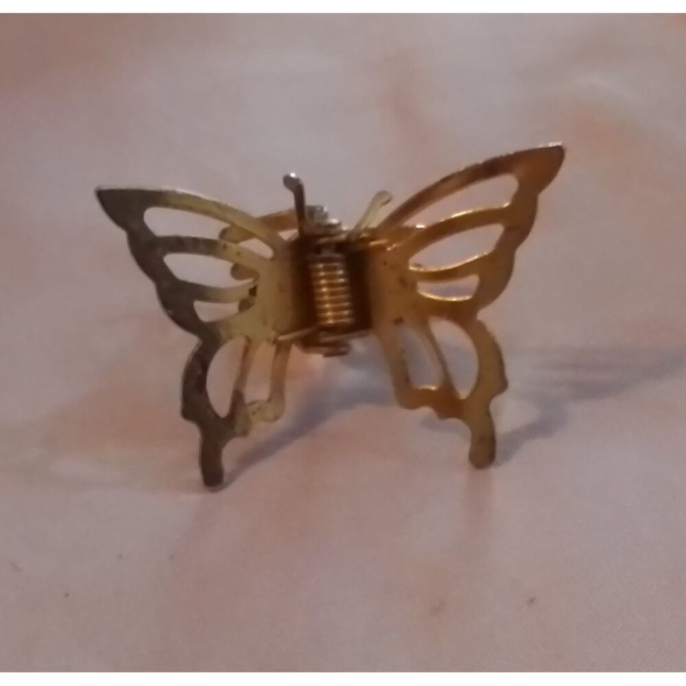 Gold-Tone Butterfly Metal Hair Clip Decorative Spring Closure Accessory